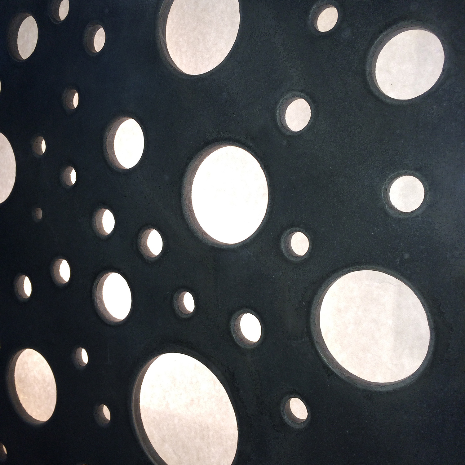Conscious Forms - perforated concrete gfrc illuminated from the behind decorative wall panel circle morning sunrise design lights on perspective
