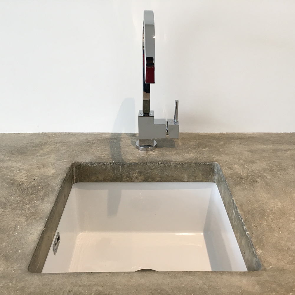 Conscious Forms - walthamstow polished concrete kitchen worktop standard grey with cut out for undermount sink with rounded corners